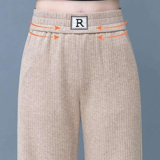 Pantaloni Invernali Spessi da Donna in Peluche Ispessiti Caldi a Coste Termici Larghi a Vita Alta Pantaloni a Harem Freddi Casual Sportivi