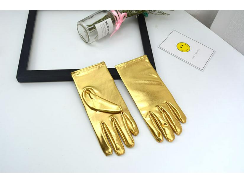 Adult Women's Summer Performance Gloves - Gold Fluorescent Thin Spandex Gloves for Dance, Stage, or Parties.