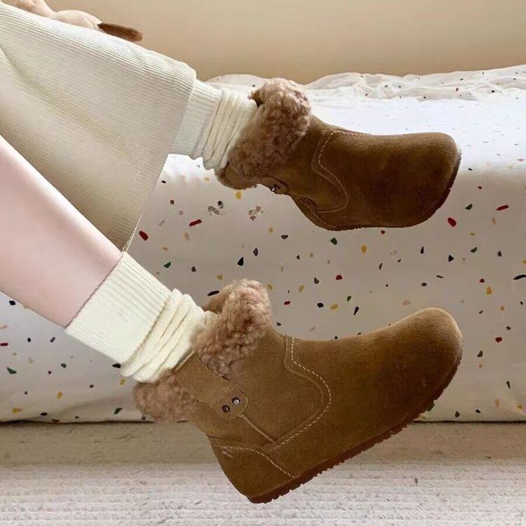 

Женские меховые ботинки с широким голенищем, зимние теплые, меховые, ботинки для снега, на подкладке, ботильоны, нескользящие, для пешего туризма, спортивные, хлопковые ботинки 40 верблюд