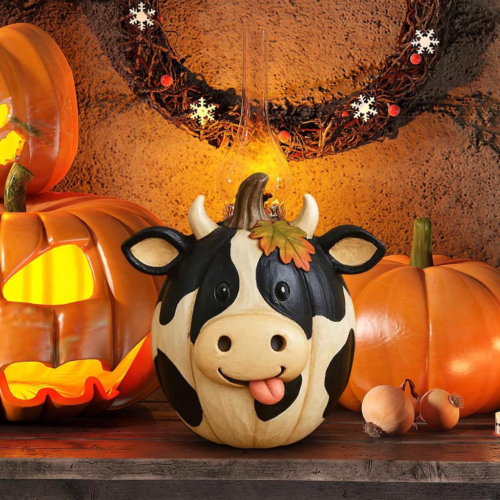 Farm Animal Pumpkin Figurines Cow Duck Sheep Chicken Pumpkin Ornaments Resin Art Decoration Sculpture Ornament for Indoor Home