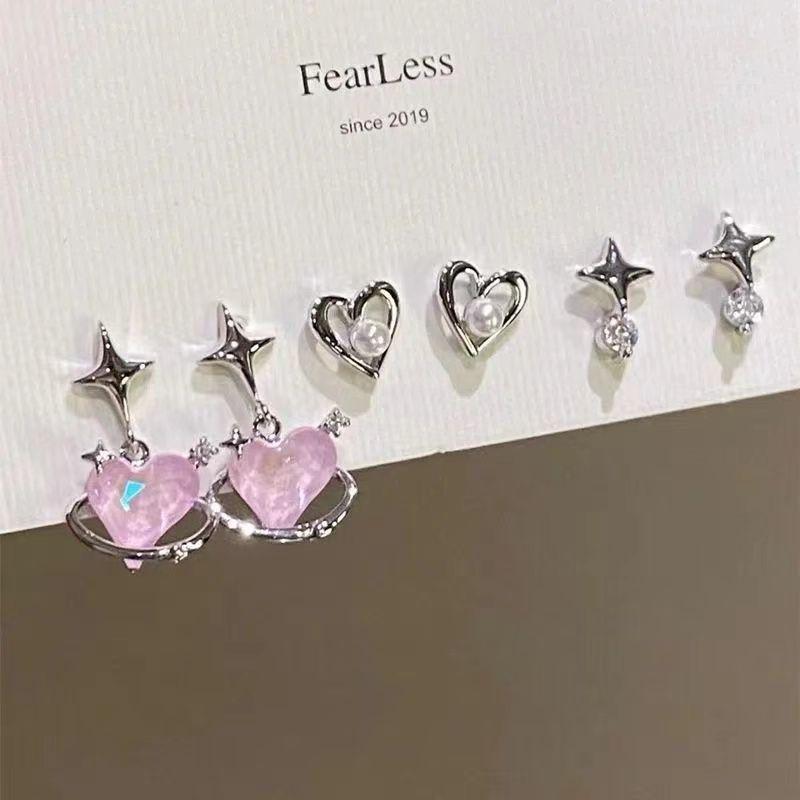 Love Butterfly Rose Flower Earring Set - Women's Elegant Design Style Petite Girl Earrings