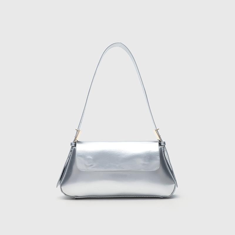 New Women's Bag Spring Fashion Versatile Black Belt Buckle Flip Minimalist Retro Shoulder Underarm Bag