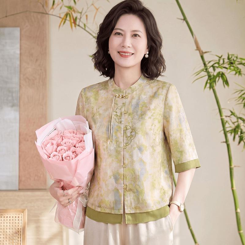 Yuzhaolin Women s New Chinese Style Summer Shirt 5XL