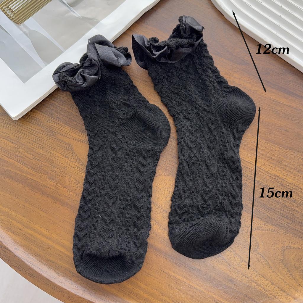 1/3Pairs New Black and White Lace Bow Socks Cute Japanese Lace Princess Fairy Inside Socks for Student JK Dress Accessories