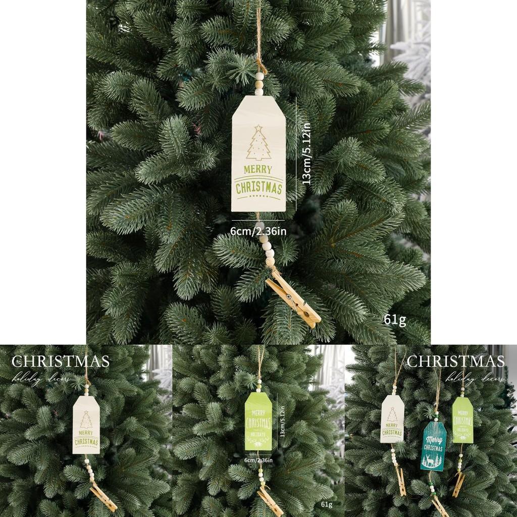 Christmas Themed Pattern Wooden Pendant Decoration Props For Holiday Celebration