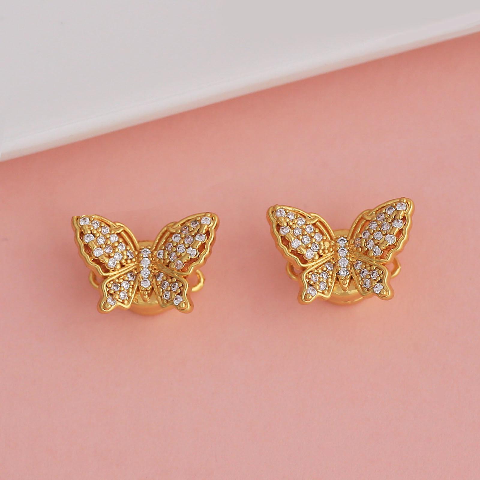 Позолоченная 18K Циркониевая Бабочка Магнитная Застежка для DIY Жемчужного Ожерелья