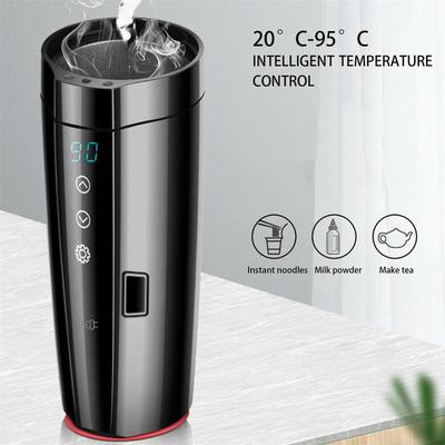 Taza calefactora eléctrica para coche de 12V, taza con pantalla LCD, botella de café y agua de acero inoxidable