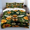 Bee and Yellow Flower Pattern Bedding Duvet Cover Set  (1*Duvet Cover 2*Pillowcases, without duvet insert)