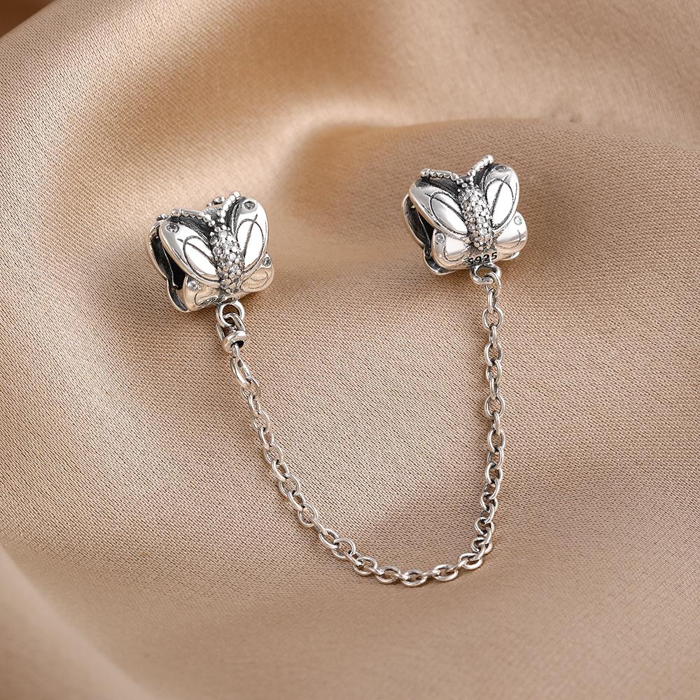925 Silber Charms Passend für Original Armband Damen Schmuck Geschenk Schmetterling Stern Mond Herz Liebe Klemme Perlen Sicherheitskette Anhänger