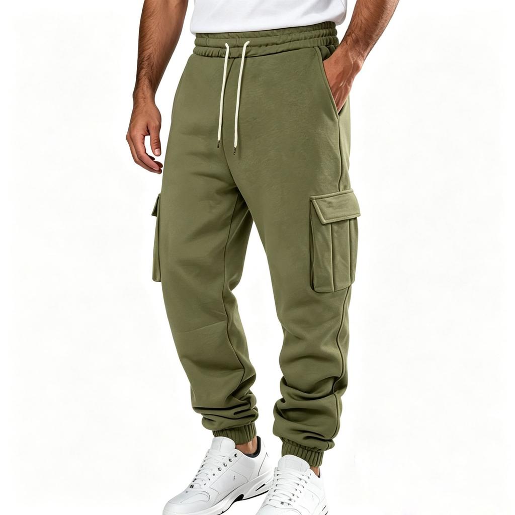 Herren-Cargo-Jogginghosen mit mehreren Taschen und Kordelzug-Taille für lässige Alltagsmode