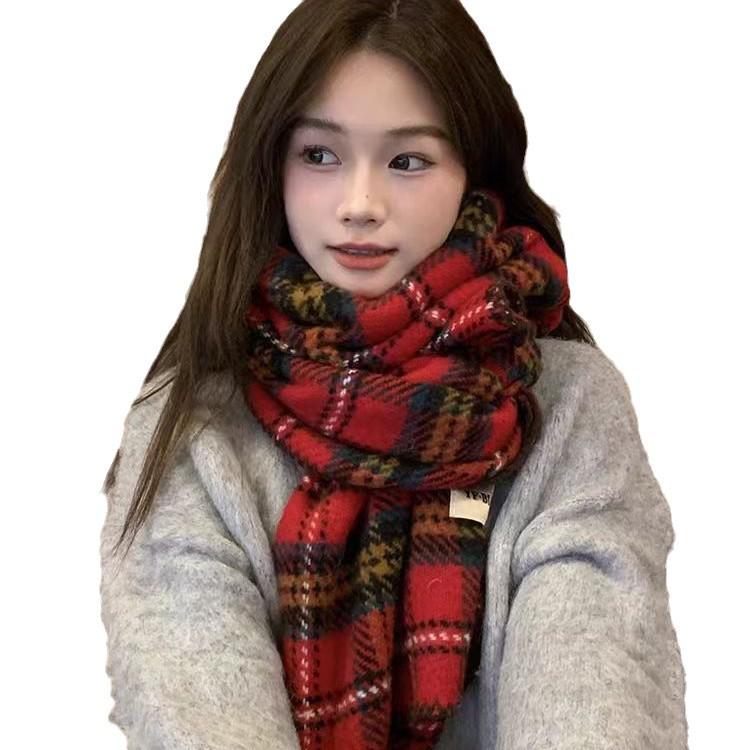 Festive Red Plaid Women's Winter Shawl: Cozy Imitation Cashmere