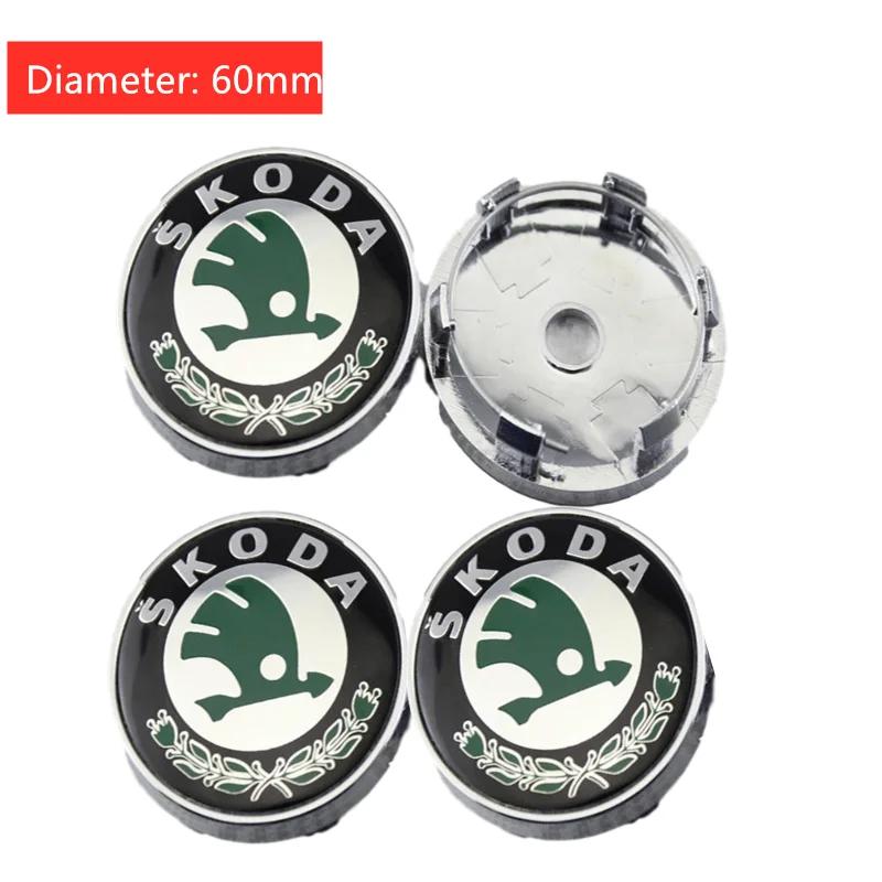 ABCDGF1 56mm 60mm 65mm Car Wheel Center Metal Caps Styling for Skoda Logo Fabia Rapid Kodiaq RS Superb Kamiq Octavia A7 Tour Yeti Karoq