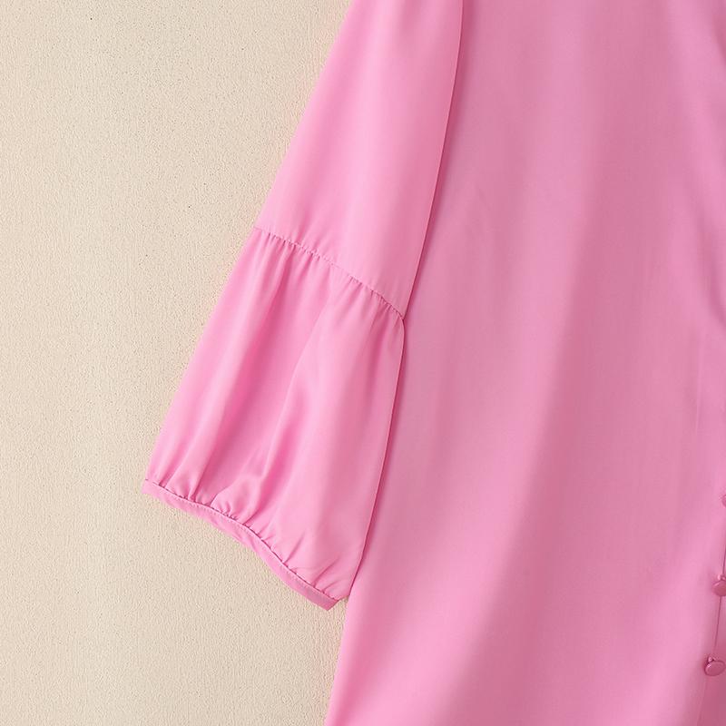 ZANZEA Women Casual Round Neck Solid Color 3/4 Sleeve Loose Blouse