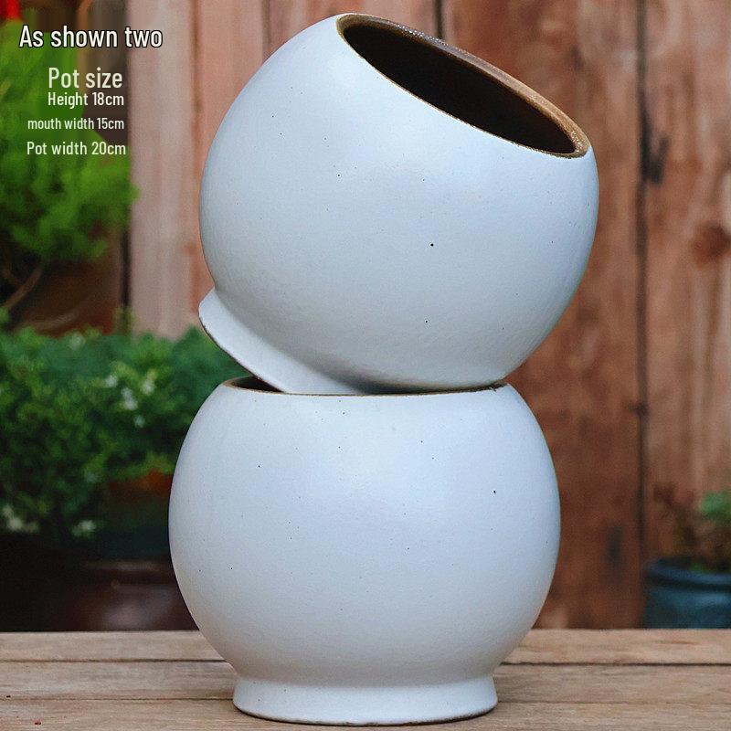 Handgefertigter weißer Grobkeramik-Blumentopf im europäischen Stil für Grünpflanzen, Rosen, Hortensien und Sukkulenten