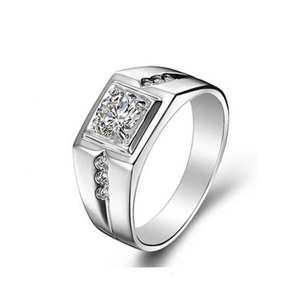 Herren-Diamantring versilbert: Europäischer & Amerikanischer Trendiger Dominanter Schmuck für Hochzeiten/Geburtstage