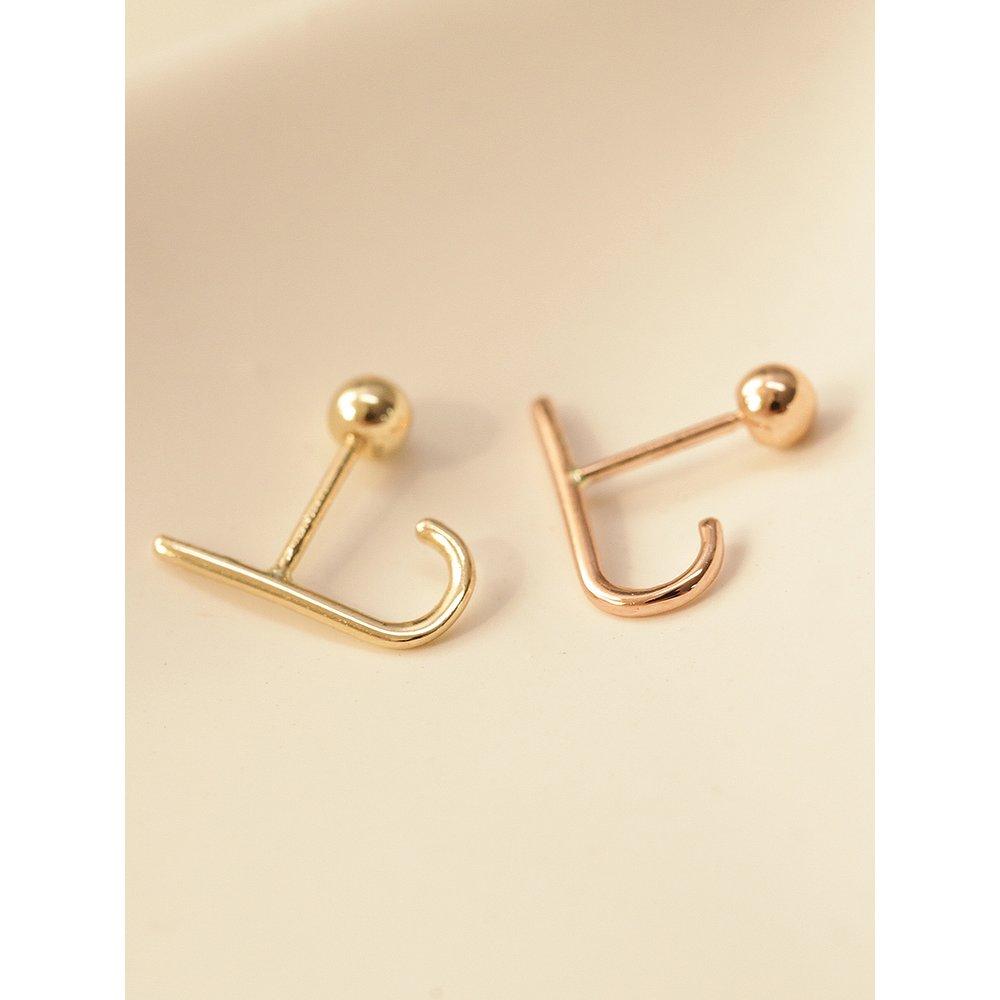 14K Minimal Stick Ear Cuff Piercing Earrings