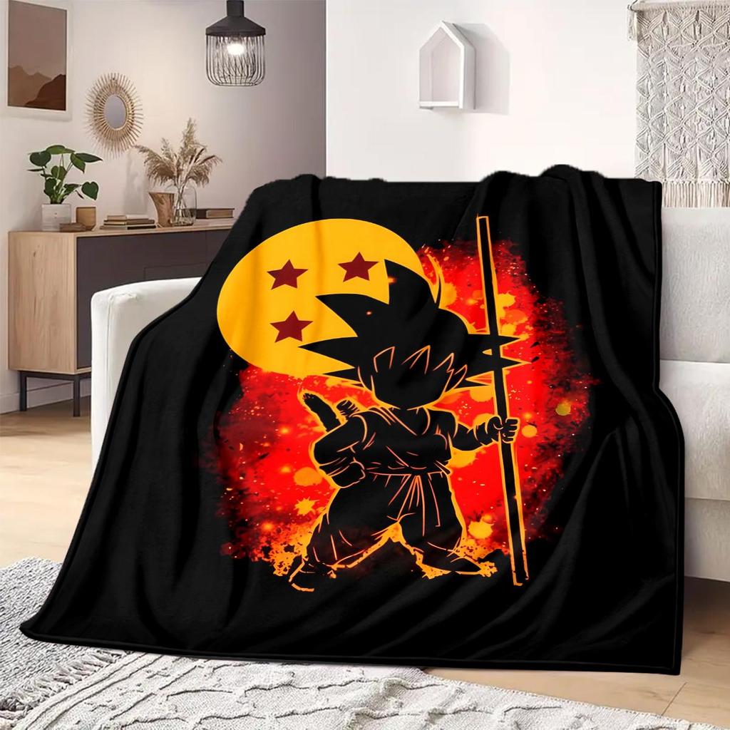 Dragon Ball Z Print Blanket Warm Comfortable Flannel Blanket Suitable for Bedrooms,Sofas, Beds,Chairs,Travel -QIAO12