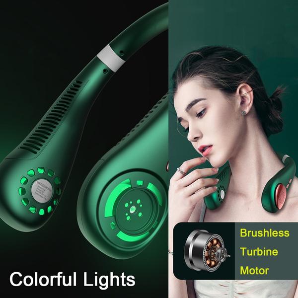 Hanging Dual Cooling Neck Fan Mini Bladeless Fan USB Portable Rechargeable Quiet Ventilator for Traveling Outdoor Indoor