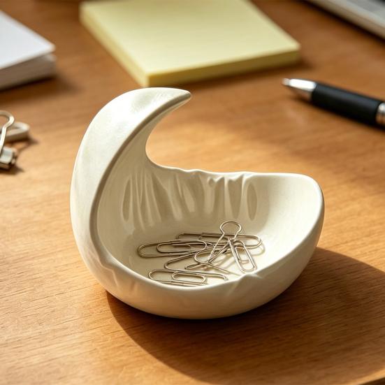 Storage Box Moon Shape Design 3D Printed Organizer Smooth Edges Space Saving Container for Desktop Small