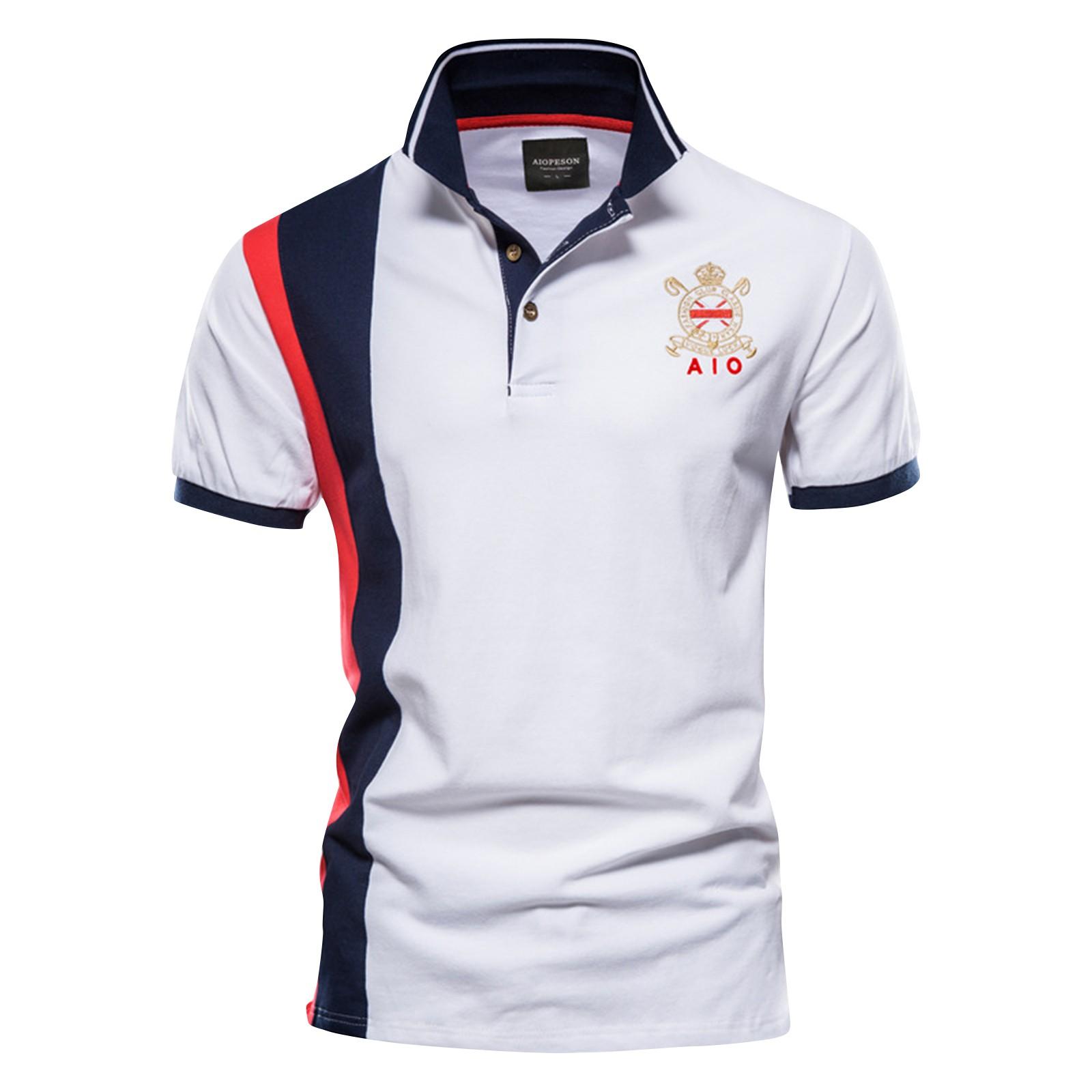 Summer New Sports Men s Cotton Shirt Fashion Casual Men s Embroidered Short Sleeved T-shirt XL белый