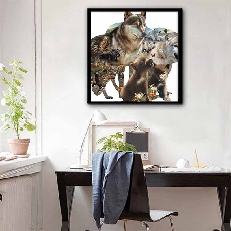New Arrival 5D DIY Full Circle Diamond Painting "Wolf" Embroidery Cross Stitch Home Decor Gift