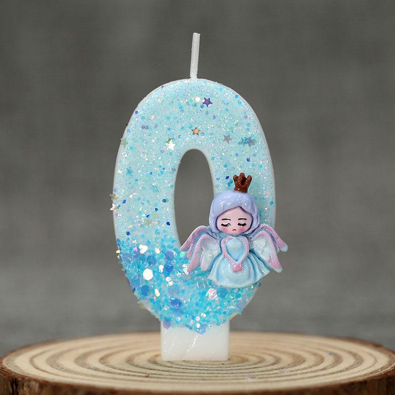 Princess Frozen Birthday Candles 0-9 Number Glitter Cake Candle Kids Girls Birthday Party Cake Topper Decoration Supplies