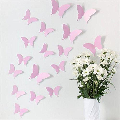 RSINC Light Pink 3D Butterflies Wall Sticker 1 Combo of 12 Piece (13 Cm X 15 Cm) B076X4SM1G