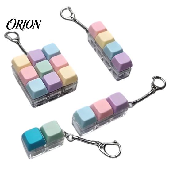 Mechanical Keyboard Fidget Keychain 2/3/4/9-Keys Toy, Stress Relief Push Button Finger Toy Clicker LED Light-up Tactile