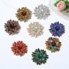 1Pcs Elegant Lapel Flower Pin Exaggerated Fashion Retro Vibrant Colorful Crystal Glass Brooch Pin Women'S Large Coat Accessories