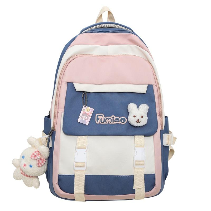 Schoolbag Junior High School Women's Large Capacity Backpack Color Contrast Backpack For High School Students