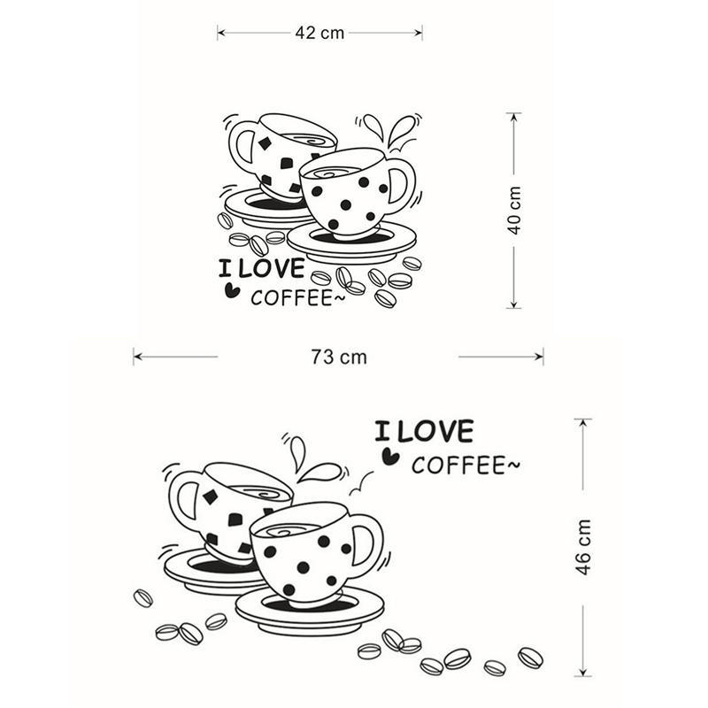 

Наклейка на стену «Я люблю кофе» Съемная милая наклейка на стену с изображением кофейной чашки Декор для кухни 50x70CM