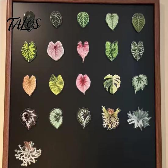 Botanical Fridge Magnets 3D Tropical Plants Refrigerator Magnet, Acrylic Green Decorative Plant Home Decor Memo Notes Photo Holder for Kitchen Office