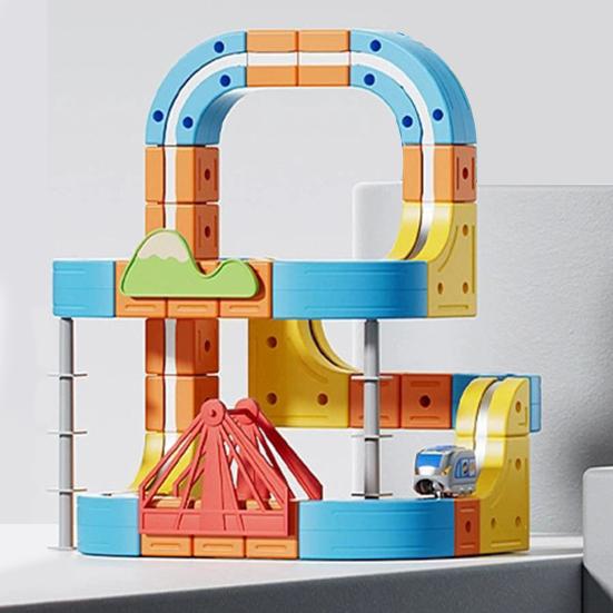 1 Set Magnetic Track Train Toy Kit Kids DIY Rail Building Gravity-Defying Electric Train Toy Toddlers Boys Girls Track Car Educational STEM