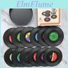 6 Of Colorful Retro Set Vinyl Record Disk Coasters With Funny Labelsprevent Furniture From Dirty And Scratched