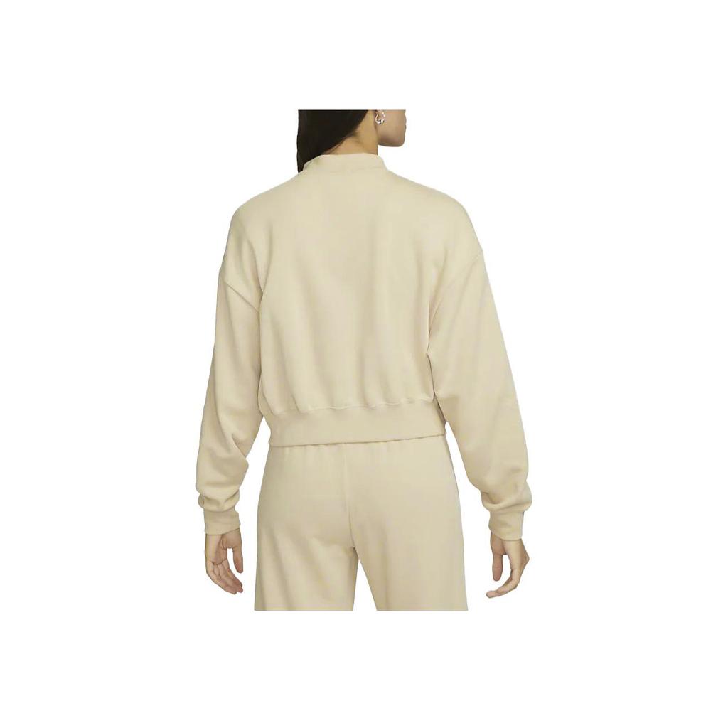Nike Sportswear Solid Color Zip-Up Cropped Casual Jacket Women Outerwear Sand-Dune White FB7279-126