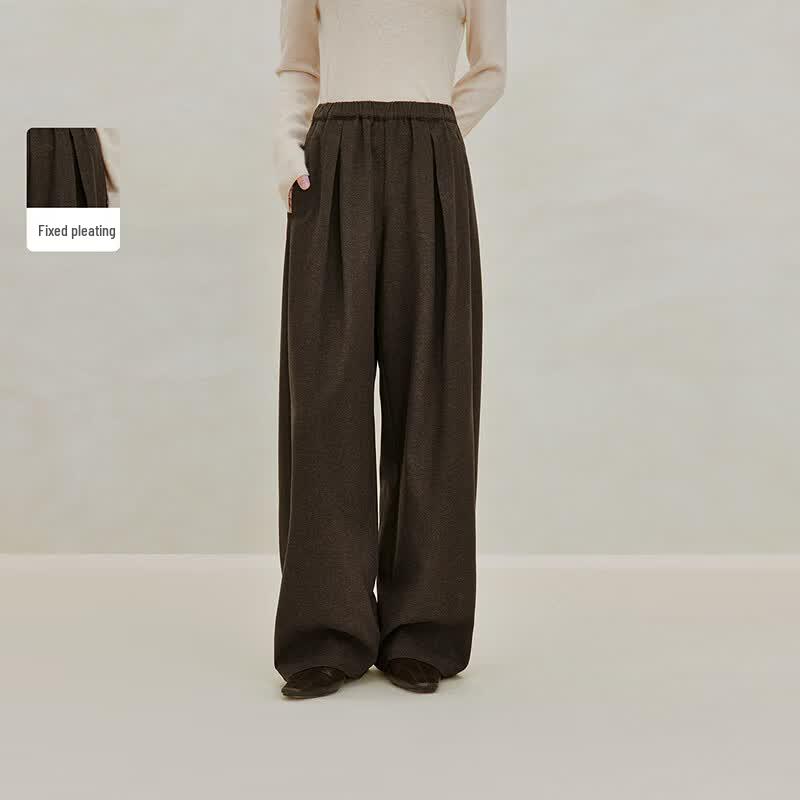 INMAN Women s Casual Pleated High-Waist Wide-Leg Pants S