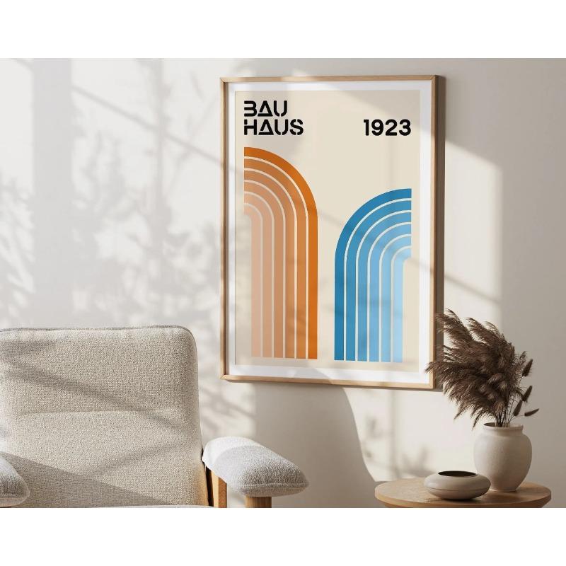 Bright Colourful Mid Century Bauhaus Wall Art Poster Geometric Canvas Prints Living Room Bedroom Artwork for Home Decor Gift