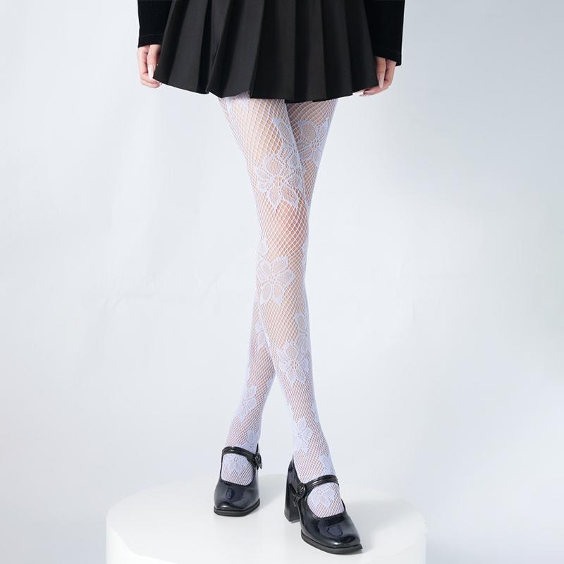 1 collant fin et sexy en dentelle florale Y2K, grande taille, multicolore