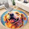 1PC Golden Retriever Artwork Office Round Area Rug,  Mat Suitable ForOffice, Under Office Chairs Bedroom Living Room Home Decor, Room Deco