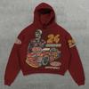 Mens Casual Hooded Sweatshirt 3D Skull Print Loose Fit Long Sleeve Winter Top Teens
