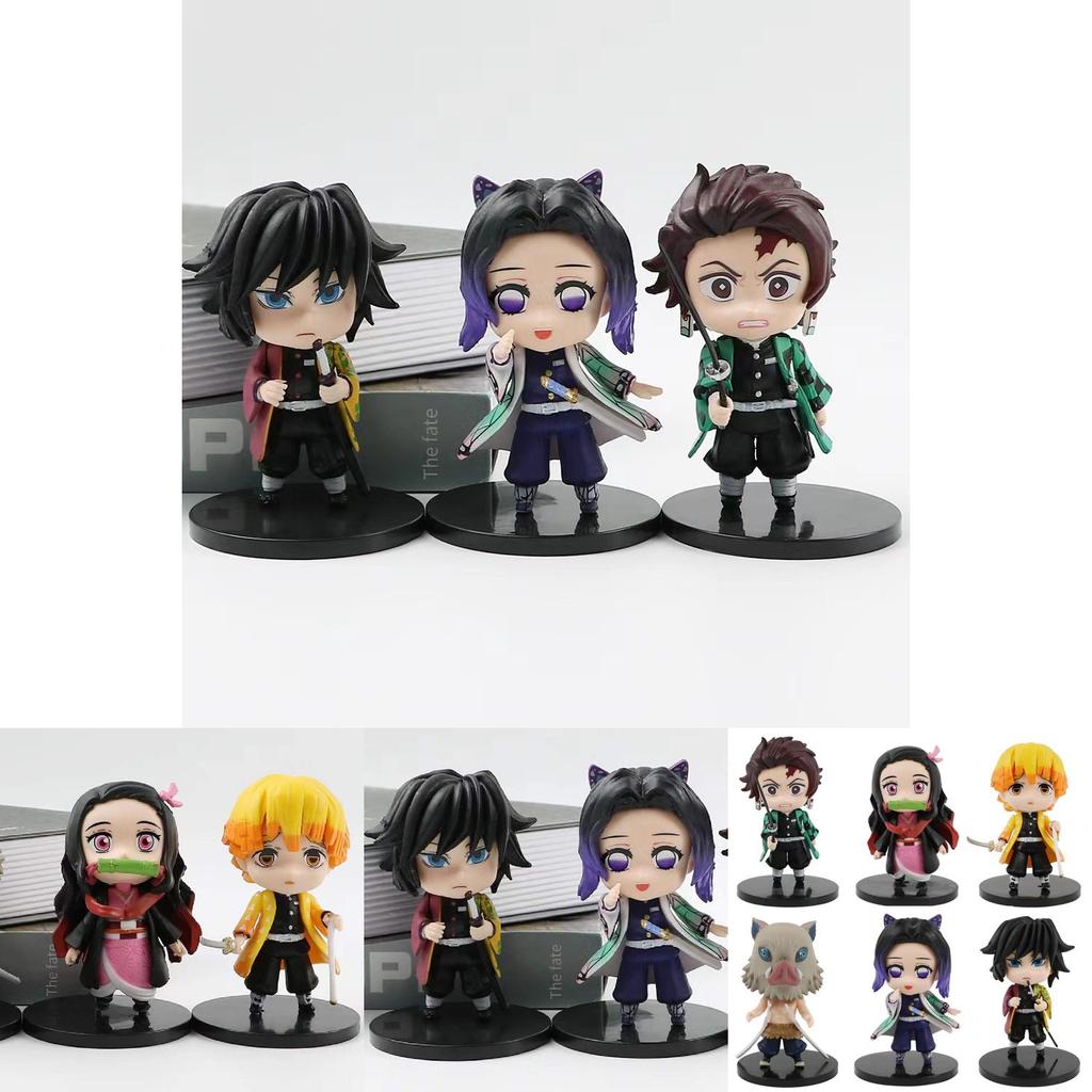 Adorable Demon Slayer Tanjiro Nezuko Pvc Figures 6-pack 8.5cm Anime Merchandise