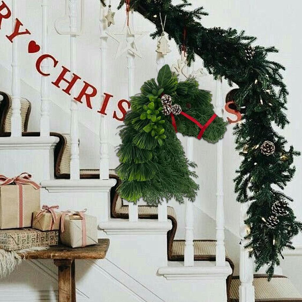 Handgefertigter Pferdekranz Haushalts-Simulationsgirlande Wiederverwendbarer Weihnachts-Pferdekopfkranz für Wohnzimmer Kaminsims Wand