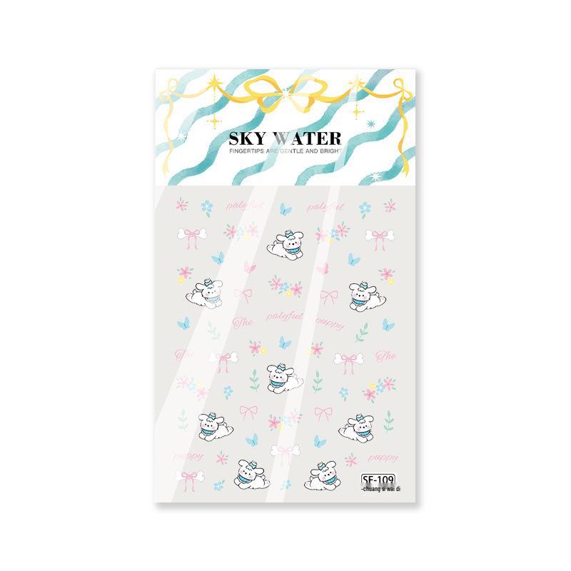 SKY Pastoral Puppy & Flowers 3D Nail Art Stickers