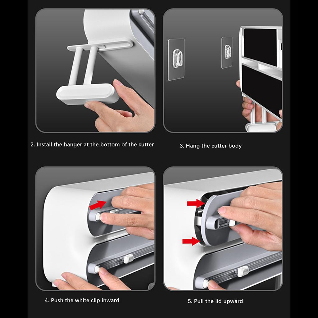 Cling Film Dispenser Smoothly Cutting Multi Functional Aluminum Foil Dispenser Wrap Organizer for Refrigerator Household Baking