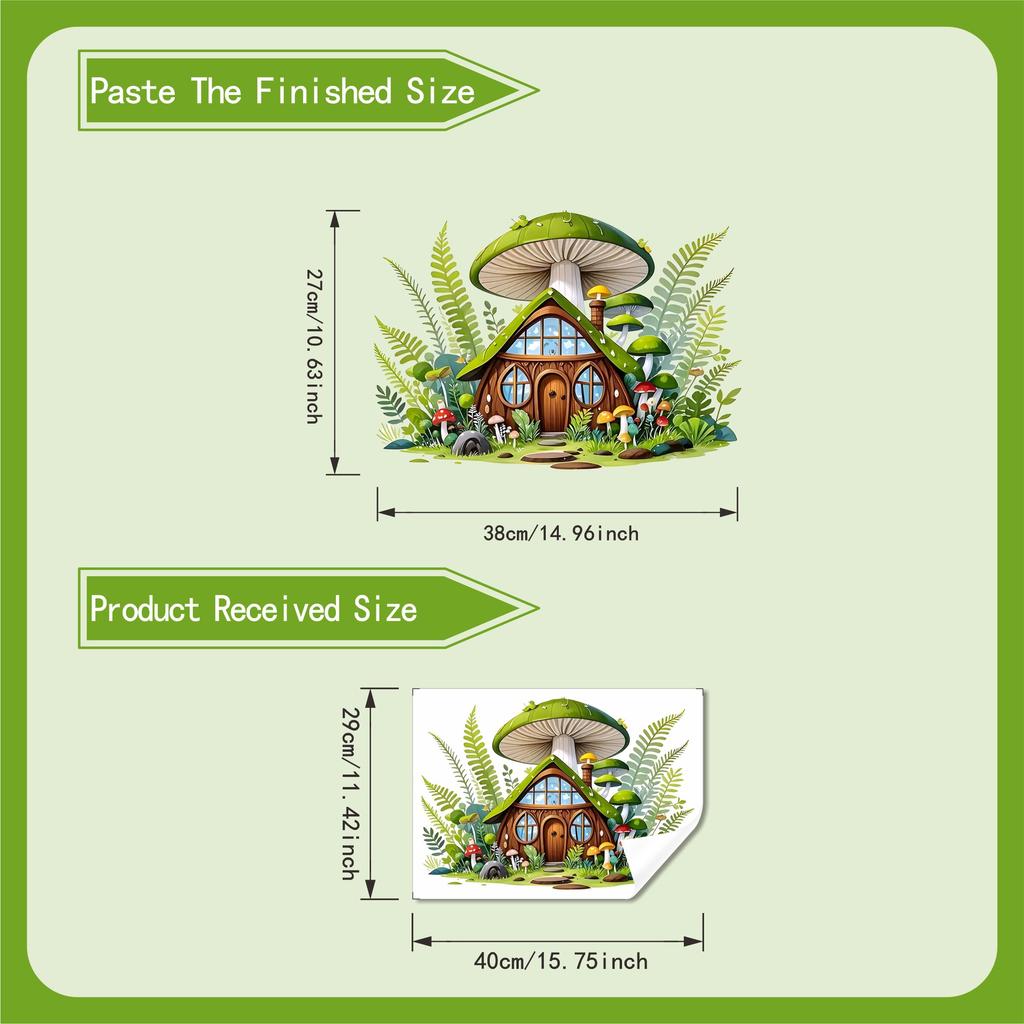 Fairy Tale Mushroom House Cartoon Forest Wall Sticker Self Adhesive Waterproof Kids Room Decor