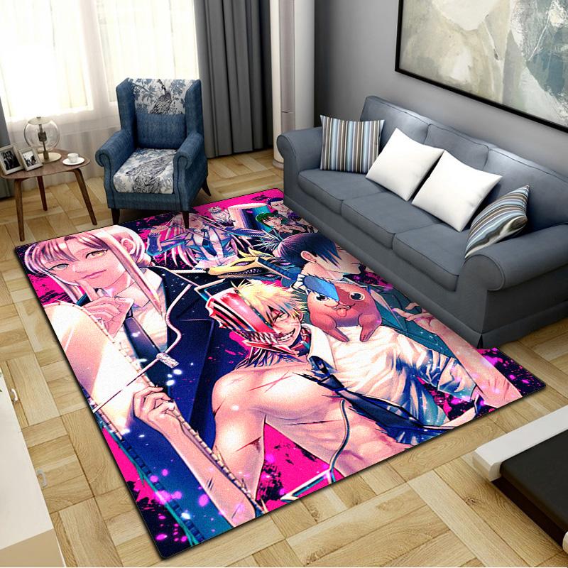 Chainsaw Man Carpet Rug for Living Room Bedroom Home Sofa Decoration,Kids play Non-slip Floor Mat