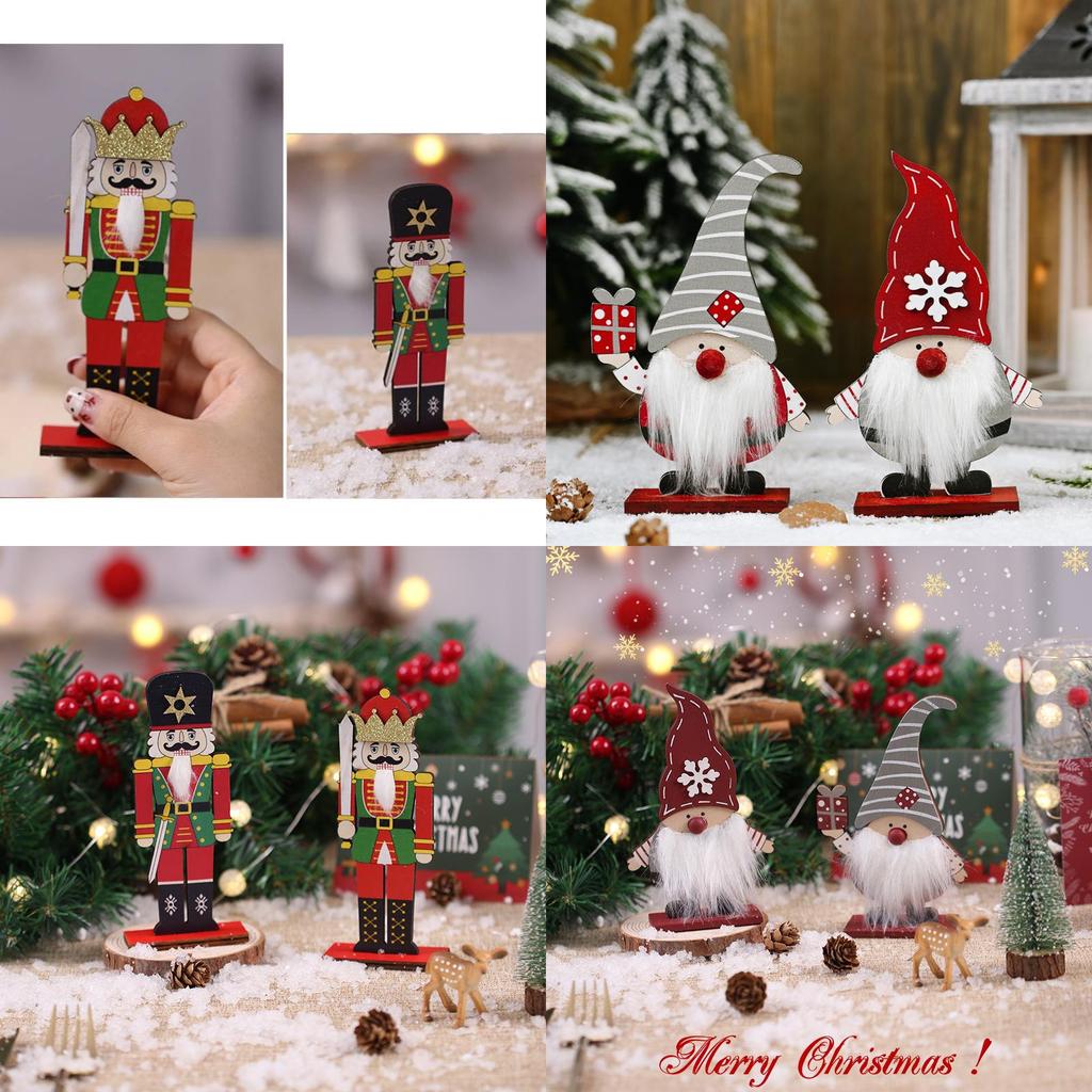 Charming Wooden Christmas Decoration Set For Festive Home Tabletop Decor