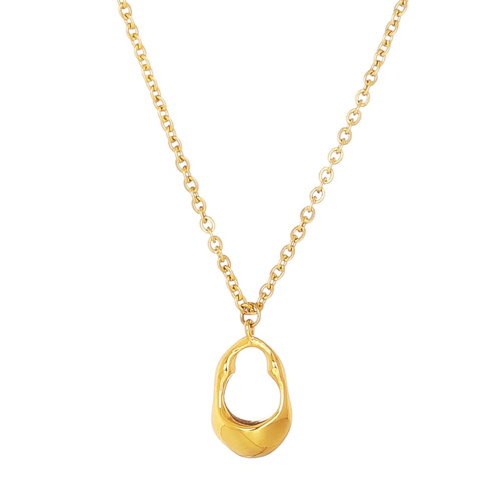 

18K Gold Plated Titanium Oval Geometric Necklace - Women s Light Luxury Clavicle Chain золотой