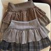 Deeptown Vintage Plaid Skirt Women Harajuku Japanese Sweet Preppy Style Mini Skirt Autumn Winter Patchwork Ruffle Short Skirts