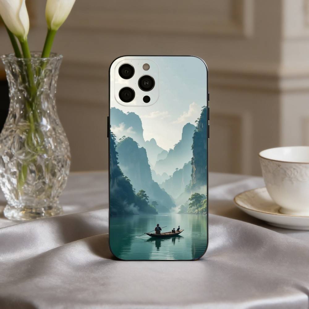 C-Chinese-E l-landscape-E Phone Case For iPhone 17pro, 16,15,14,13,12,11 X XR Plus,Others Soft Black Cover
